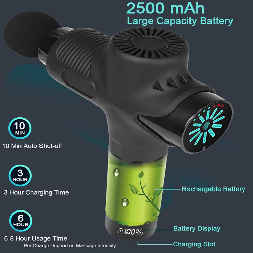 24V Professional Massage Gun With Hot And Cold Compress Electric 12Head High Frequency Fascia Gun Deep Tissue Neck Relax Fitness