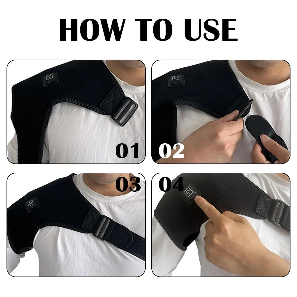 Heated Shoulder Brace Adjustable Heating Shoulder Pad Unisex Heat Therapy Shoulder Massager Wrap for Frozen Shoulder Pain Relief