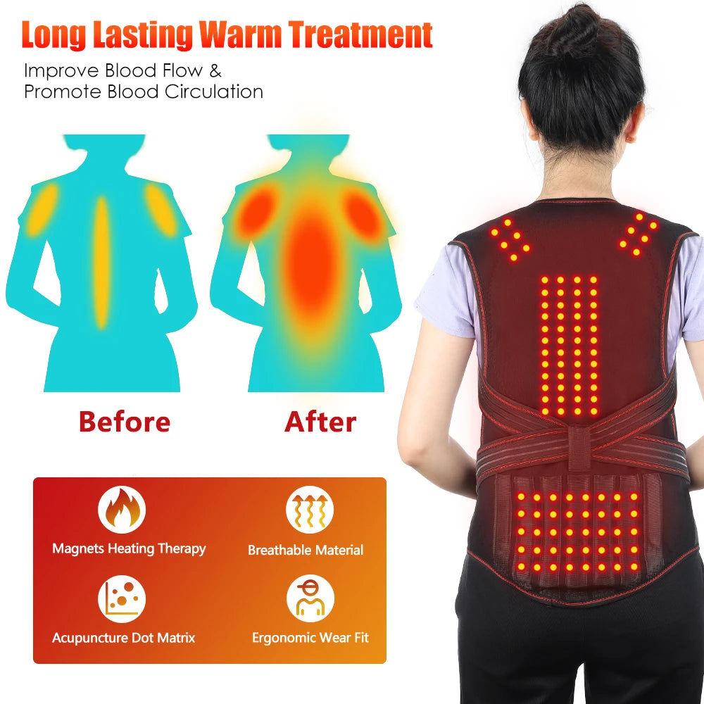 Tourmaline Magnet Heated Vest Magnetic Self-Heating Thermal Clothing Waist Brace Lumbar Pad Corset Postrue Corrector Relief Pain