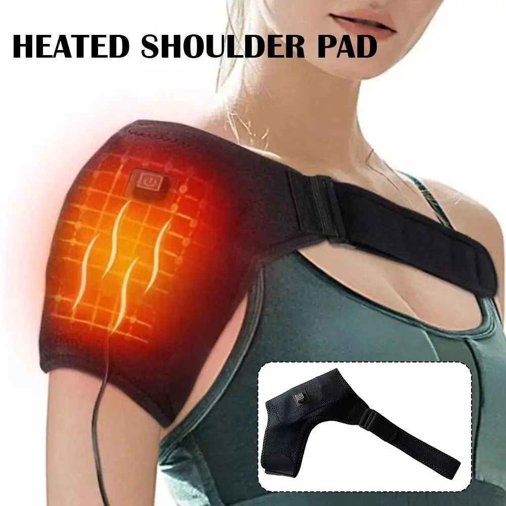 Heated Shoulder Brace Adjustable Heating Shoulder Pad Unisex Heat Therapy Shoulder Massager Wrap for Frozen Shoulder Pain Relief