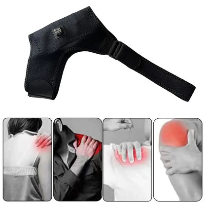 Heated Shoulder Brace Adjustable Heating Shoulder Pad Unisex Heat Therapy Shoulder Massager Wrap for Frozen Shoulder Pain Relief